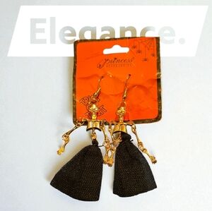 Princess Gold and Black Skeleton Earrings